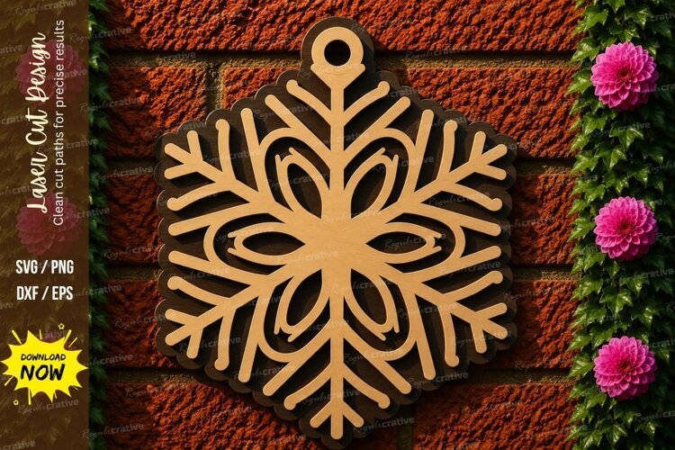 Snowflake Laser Cut SVG File snowflake svg, christmas snowfl example image 1