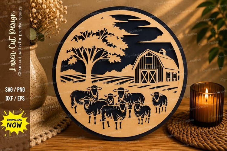 Farm Scene Laser Cut SVG File farm scene svg, farmhouse svg,