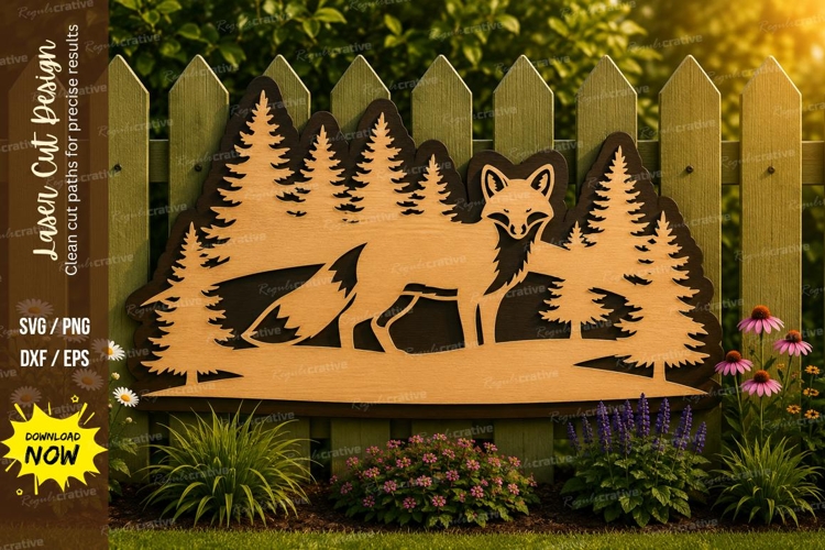 Fox Forest Laser Cut SVG File fox forest svg, fox svg, woodl