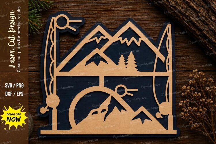 Mountain Scene Laser Cut SVG File mountain scene svg, mounta example image 1