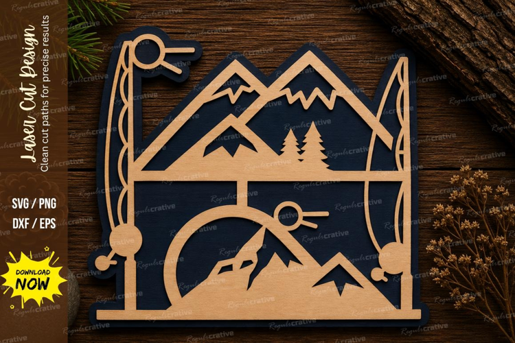 Mountain Scene Laser Cut SVG File mountain scene svg, mounta