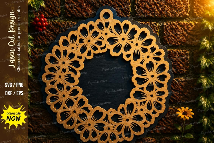 Floral Wreath Laser Cut SVG File floral wreath svg, flower
