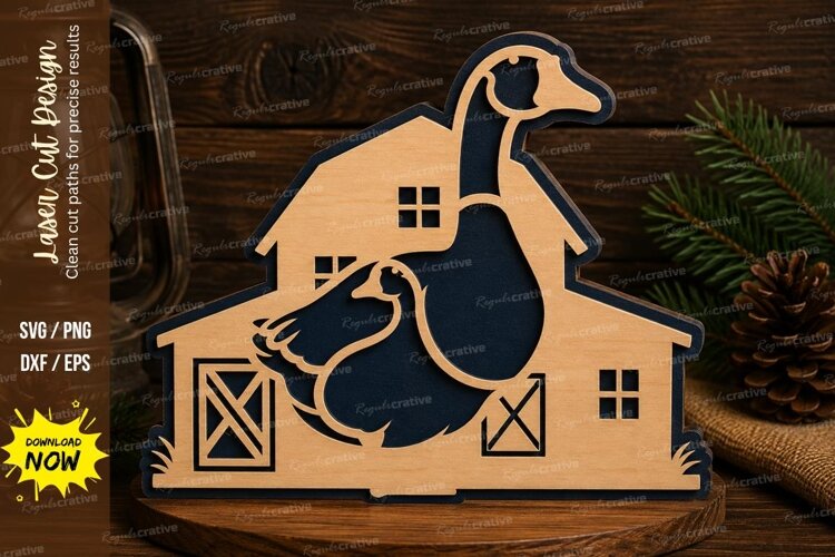Goose Barn Laser Cut SVG File goose barn svg, goose svg example image 1