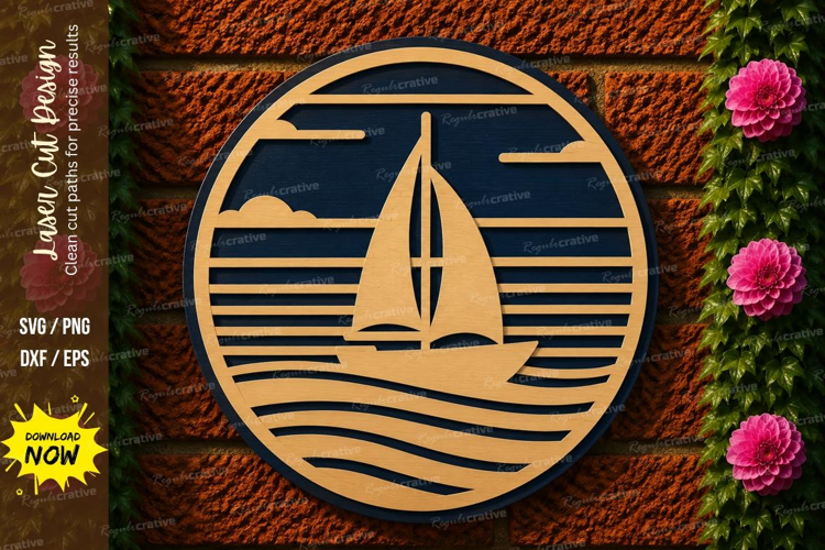 Sailboat Sunset Laser Cut SVG File sailboat sunset svg, sail