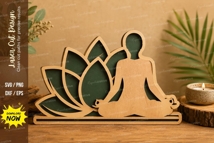 Yoga Lotus Laser Cut SVG File yoga lotus svg, lotus flower