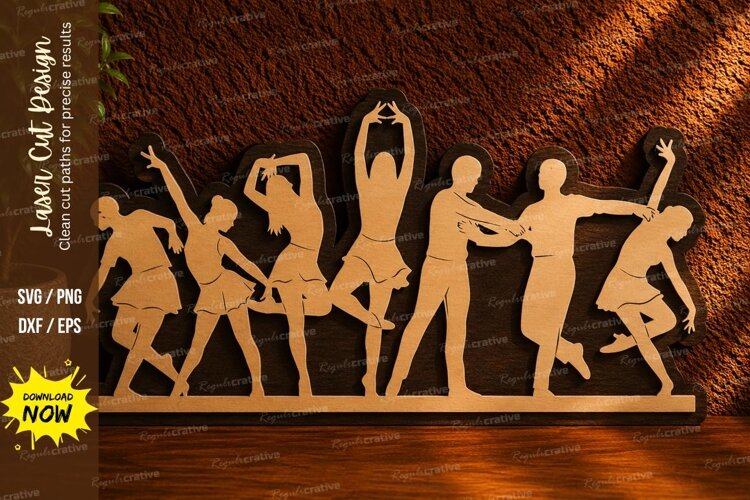 Dance Group Laser Cut SVG File dance group svg, dancing peop example image 1