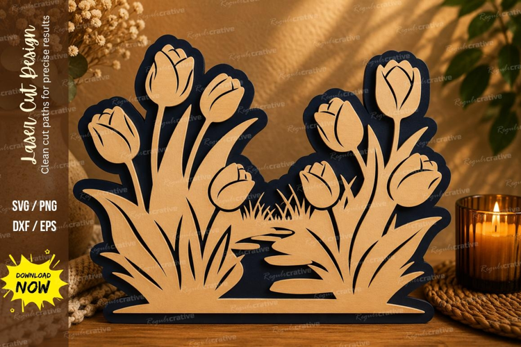 Tulip Flowers Laser Cut SVG File tulip flowers svg, tulip sv