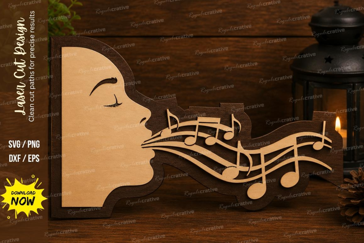 Music Notes Laser Cut SVG File music notes svg, singing face