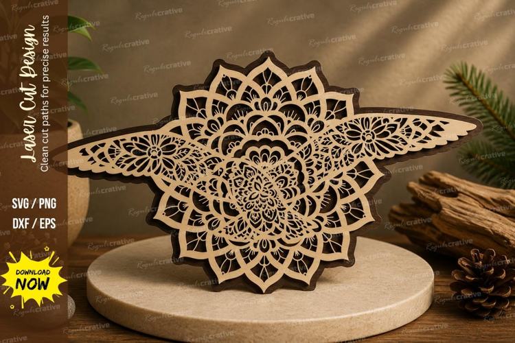 Hummingbird Mandala Laser Cut SVG File hummingbird mandala