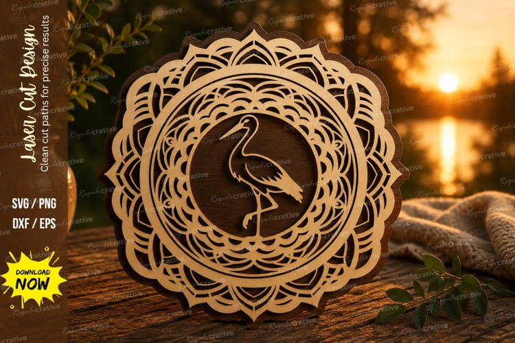 Pelican Mandala Laser Cut SVG File pelican mandala svg, peli