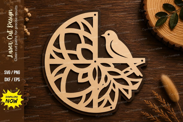 Bird Leaf Laser Cut SVG File bird leaf svg, bird branch svg,