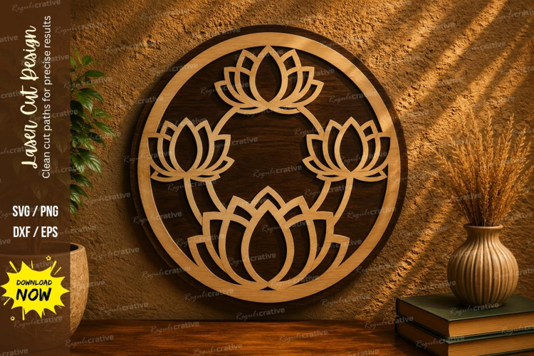 Lotus Flower Laser Cut SVG File lotus flower svg, lotus svg,