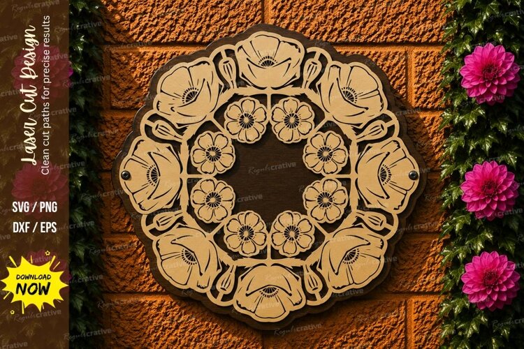 Floral Mandala Laser Cut SVG File floral mandala svg, flower example image 1