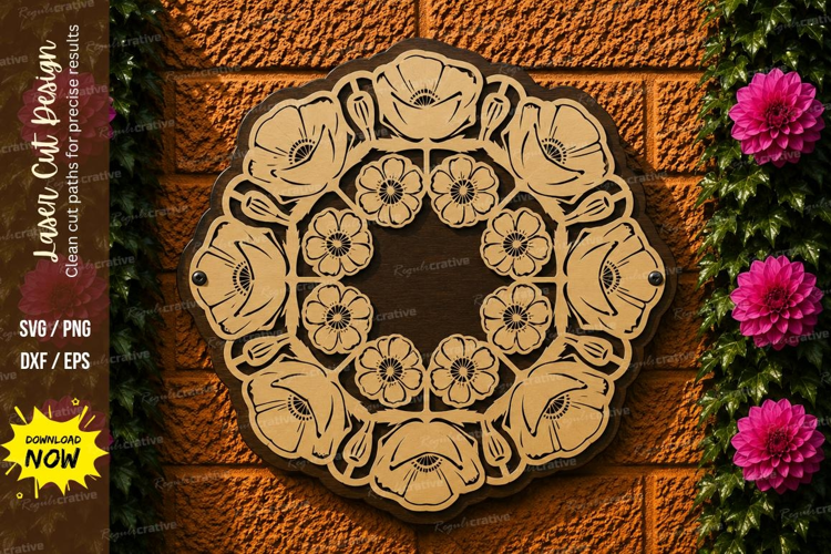 Floral Mandala Laser Cut SVG File floral mandala svg, flower
