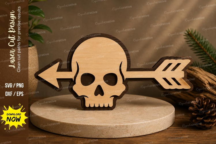 Skull Arrow Laser Cut SVG File skull arrow svg, skull svg,