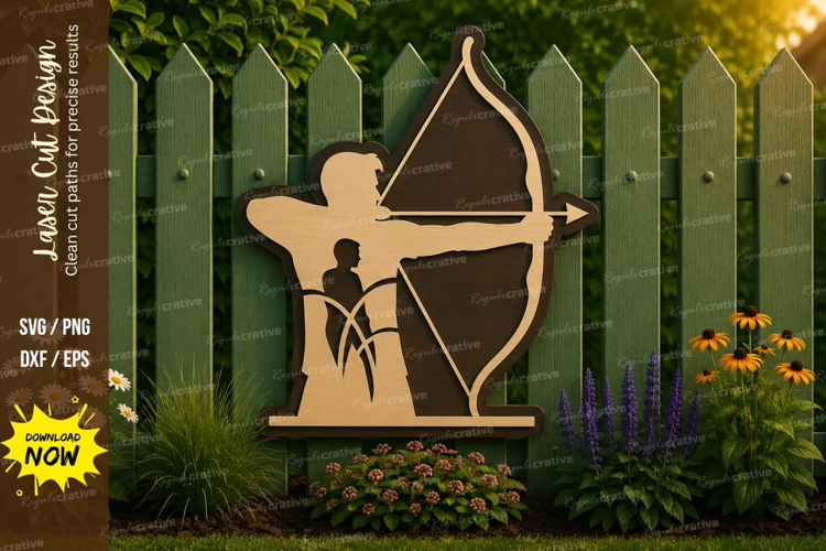 Archer Laser Cut SVG File archer svg, bow hunter svg, archer