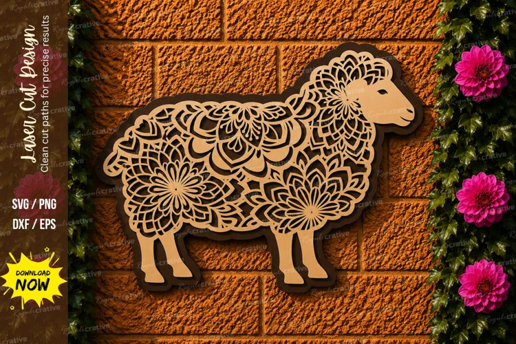 Sheep Mandala Laser Cut SVG File sheep mandala svg, sheep sv