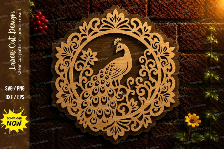Peacock Mandala Laser Cut SVG File peacock mandala svg