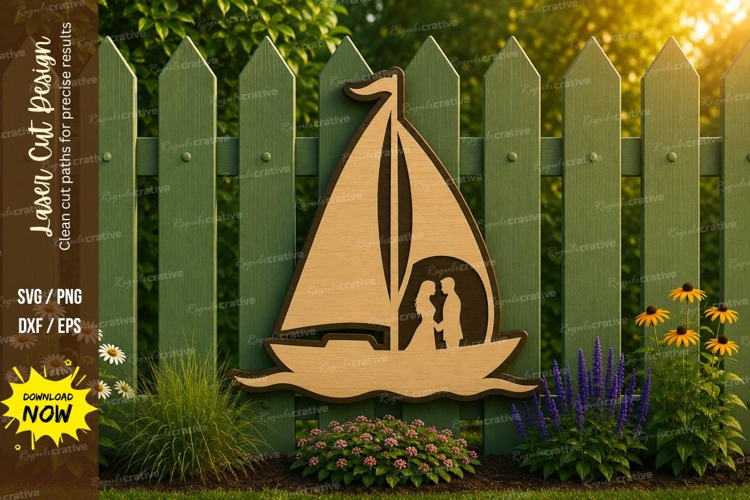 Sailboat Couple Laser Cut SVG File sailboat couple svg, roma