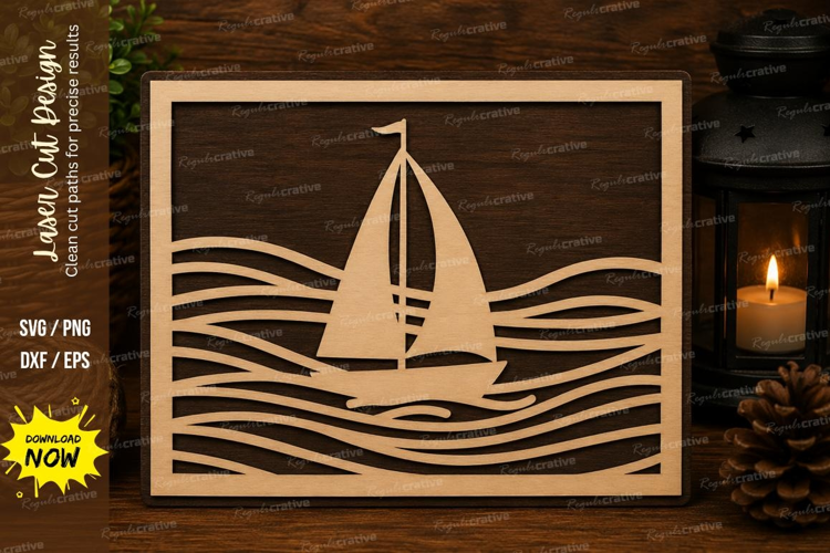 Sailboat Frame Laser Cut SVG File sailboat frame svg, sailbo