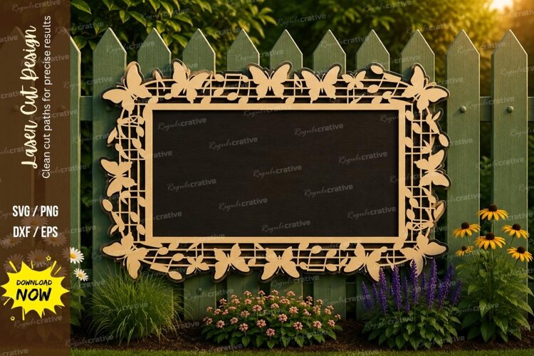 Floral Rectangle Frame Laser Cut SVG File floral rectangle example image 1