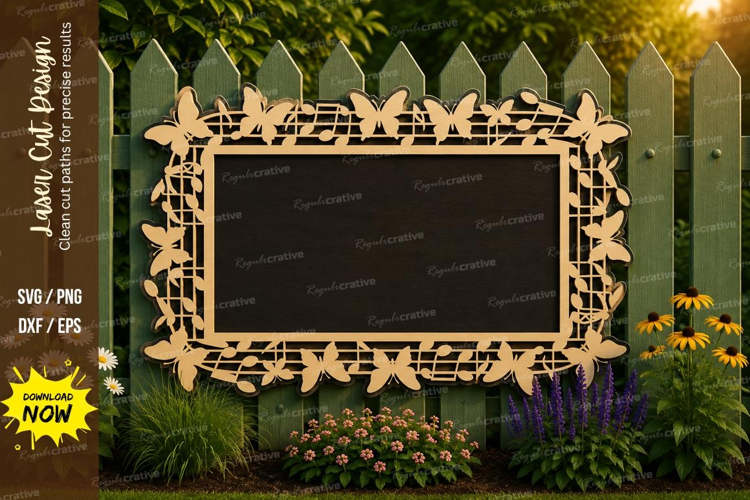 Floral Rectangle Frame Laser Cut SVG File floral rectangle