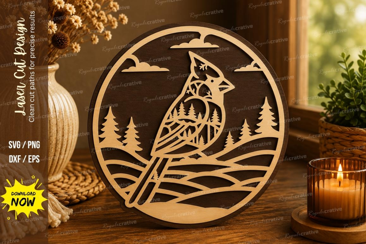 Cardinal Landscape Laser Cut SVG File cardinal landscape svg