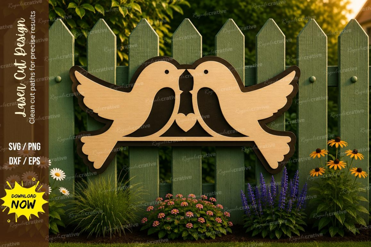 Love Birds Laser Cut SVG File love birds svg, kissing birds