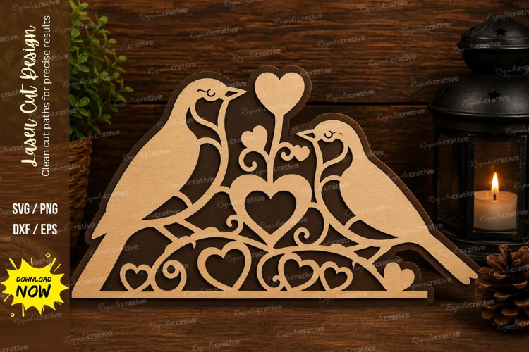 Love Birds Laser Cut SVG File love birds svg, kissing birds