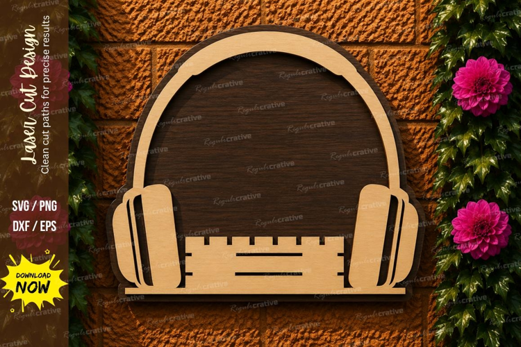 Headphones Frame Laser Cut SVG File headphones frame svg,