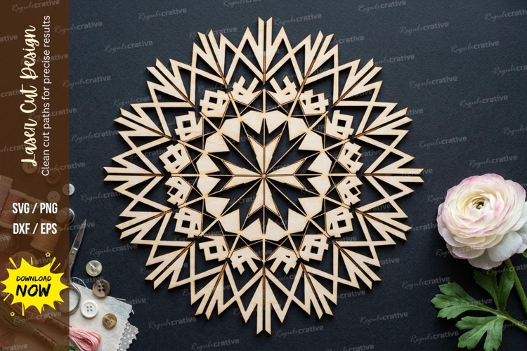 Starburst Mandala Laser Cut SVG laser cut svg, starburst man