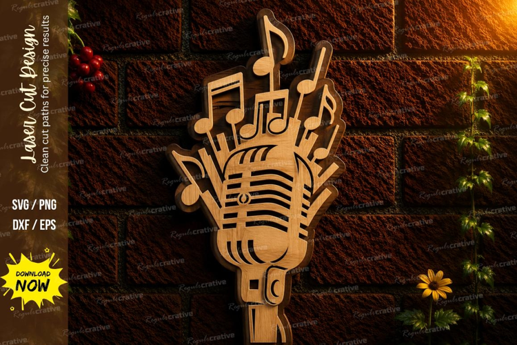 Music Microphone Laser Cut SVG File music microphone svg,