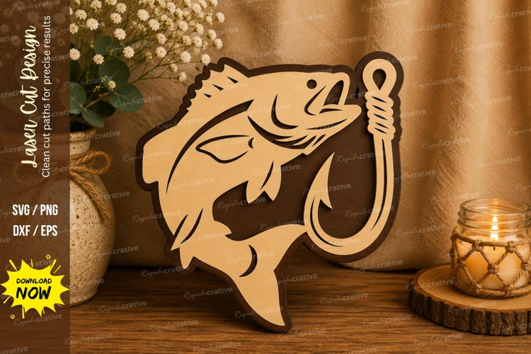 Fishing Hook Laser Cut SVG File fishing hook svg, fish hook