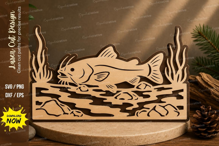 River Fish Laser Cut SVG File river fish svg, freshwater fis