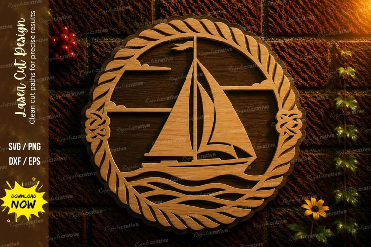 Rope Sailboat Laser Cut SVG File rope sailboat svg, sailboat