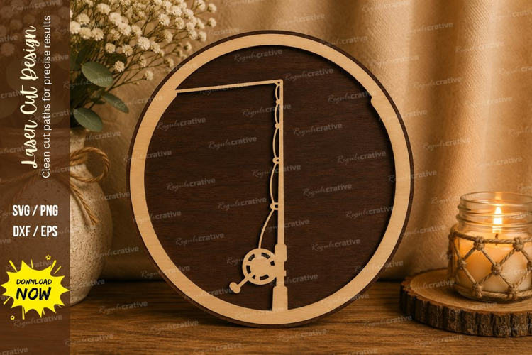 Fishing Rod Laser Cut SVG File fishing rod svg, fishing pole