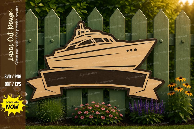 Luxury Yacht Frame Laser Cut SVG File luxury yacht svg, yach