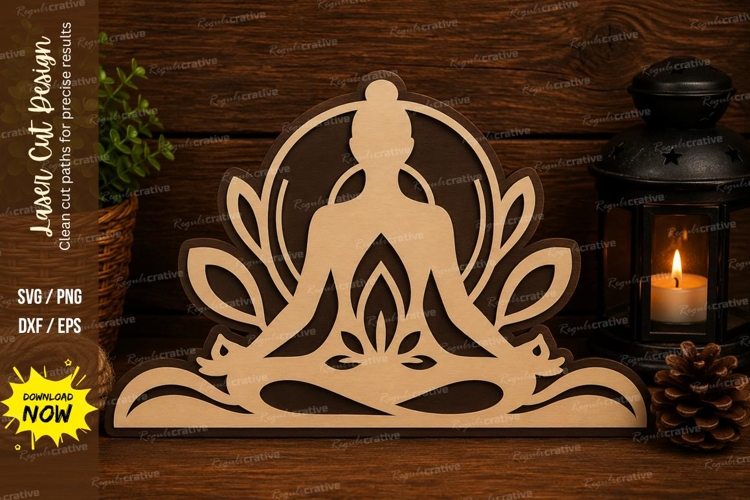 Lotus Yoga Laser Cut SVG File lotus yoga svg, yoga lotus svg