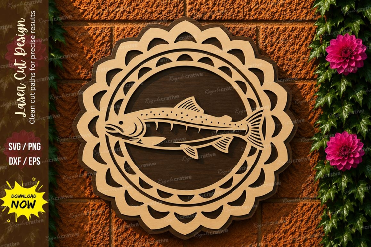 Fish Mandala Laser Cut SVG File fish mandala svg, trout mand