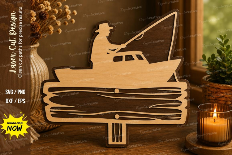 Fishing Boat Sign Laser Cut SVG File fishing boat sign svg,