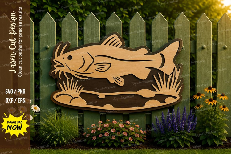 Catfish Laser Cut SVG File catfish svg, freshwater catfish