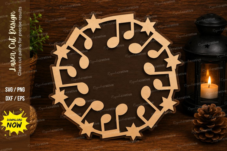 Music Notes Wreath Laser Cut SVG File music notes wreath svg