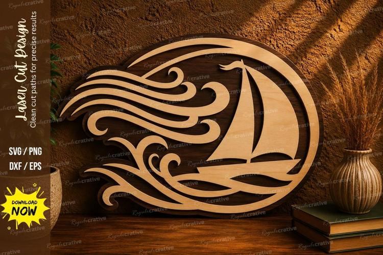 Ocean Sailboat Laser Cut SVG File ocean sailboat svg, sailbo