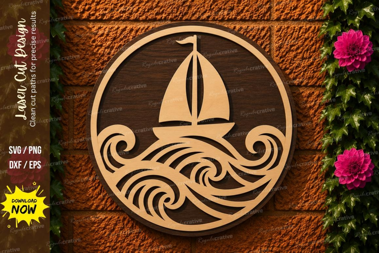 Sailboat Waves Laser Cut SVG File sailboat waves svg, sailin