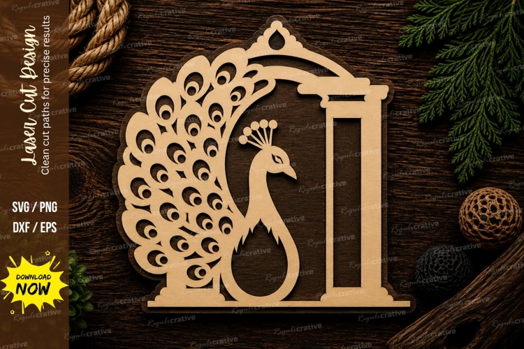 Peacock Monogram Frame Laser Cut SVG Design peacock svg example image 1