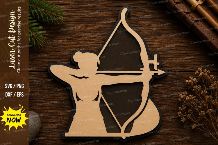 Female Archer Laser Cut SVG Design archer svg, female archer example image 1