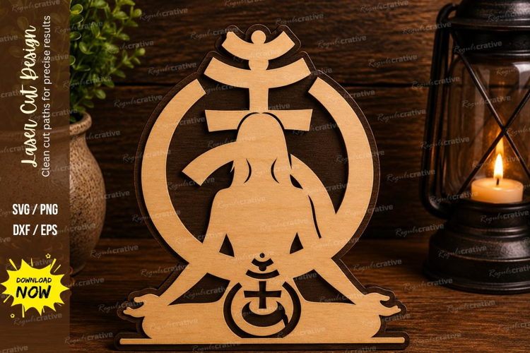 Meditation Lotus Symbol Laser Cut SVG Design meditation svg,