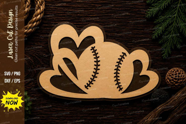 Baseball Hearts Laser Cut SVG Design baseball hearts svg, ba