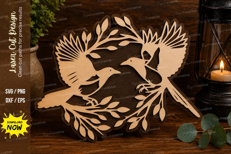 Love Birds Wreath Laser Cut SVG Design love birds svg, bird