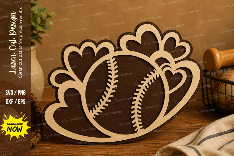 Baseball Hearts Laser Cut SVG Design baseball hearts svg, ba
